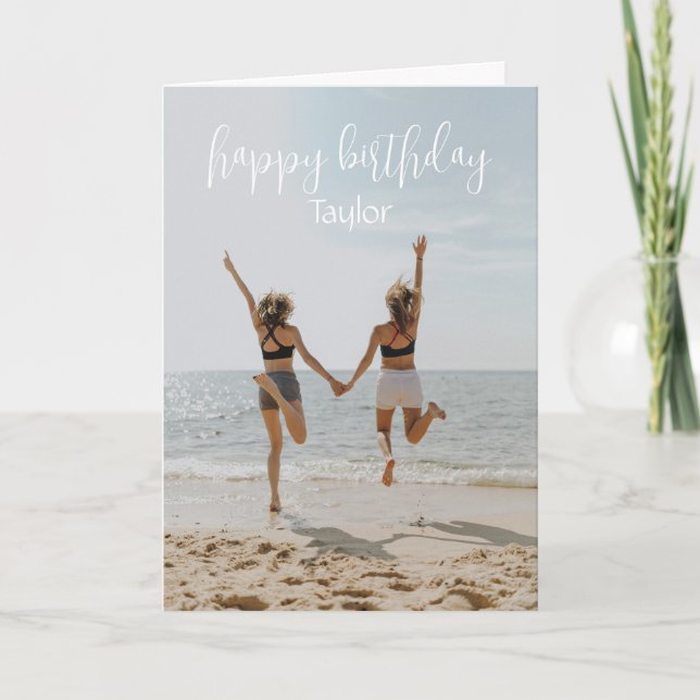 Cartão Foto Feliz Aniversário Nome Joy Felicidade Amor (Frente)