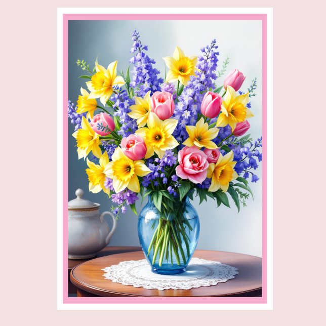 Cartão Foto Feliz Dia das Mães Flores da Primavera (Criador carregado)