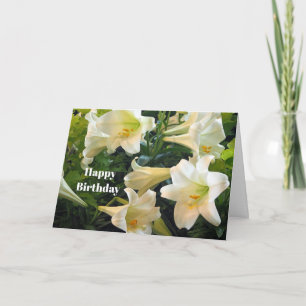 Cartão Foto Floral de Lírios Brancos Bonitos de Páscoa de