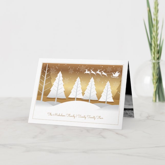 CARTÃO FOTO HOLIDAY | Voo Santa Claus Ouro (Frente)