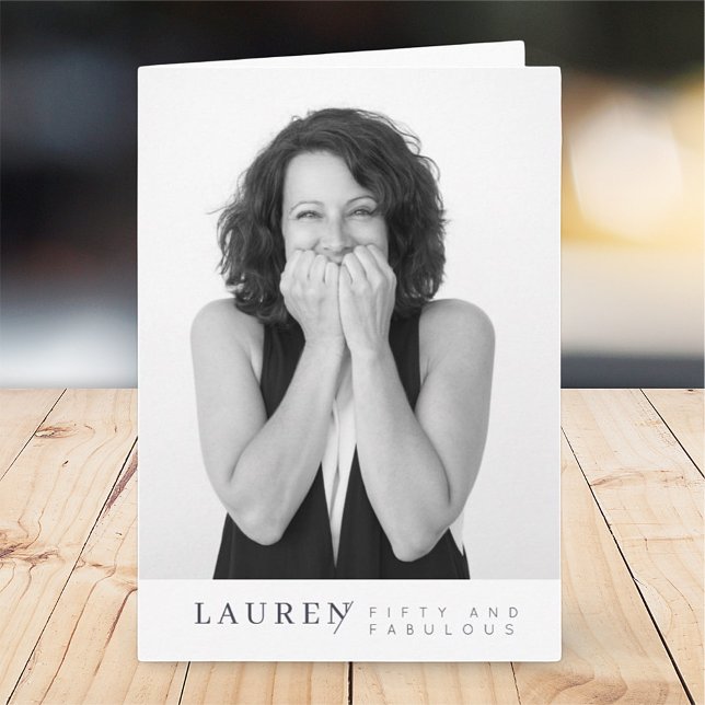 Cartão Foto Minimalista Moderna Cinquenta e Fabuloso Aniv (Criador carregado)