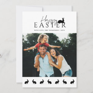 Cartão Foto Moderna de Família com Coelhinhos para Páscoa