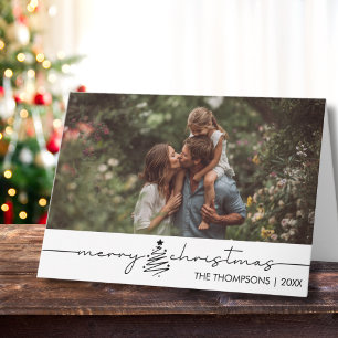 Cartão Foto Moderna de Família no Natal Personalizado