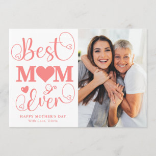 Cartão Foto Moderno Rosa Melhor Mãe Já Dia Feliz das Mães