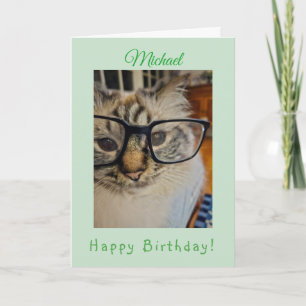 Cartão Foto Original CAT Verde de ANIVERSÁRIO Nome