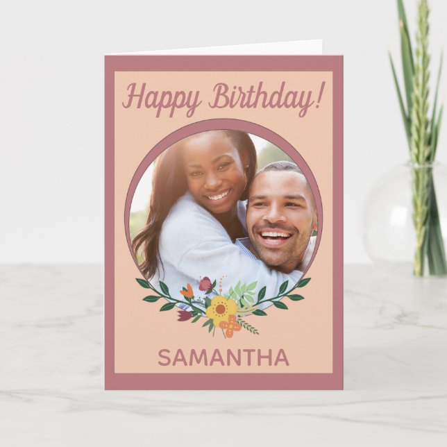 Cartão Foto personalizada - Aniversário personalizado cor (Frente)
