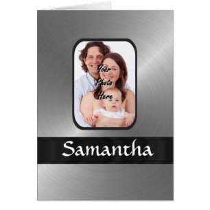 Cartão Foto personalizada da cinza prateada