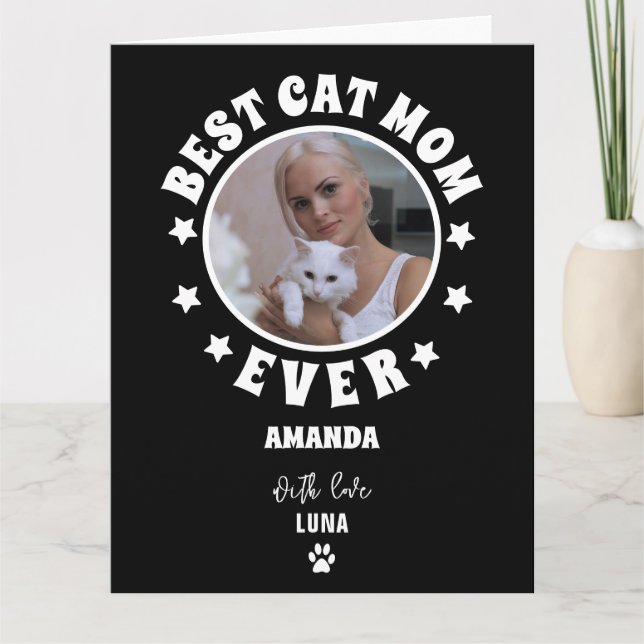 Cartão Foto Personalizada Da Melhor Cat Mãe De Todos Os D (Frente)