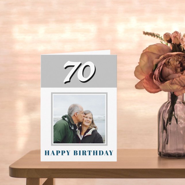Cartão Foto personalizada de 70 Birthday personalizada (Criador carregado)