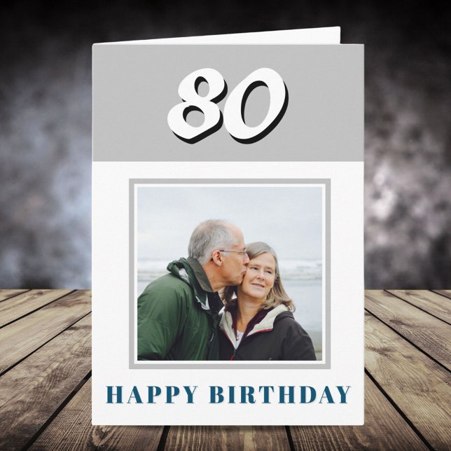 Cartão Foto personalizada de 80 Birthday personalizada (Criador carregado)