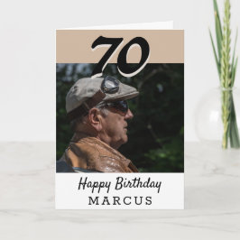 Cartão Foto personalizada de Beige Moderno de 70 Birthday
