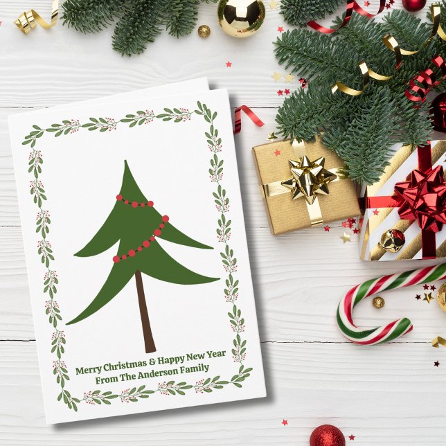 Cartão Foto personalizada de Berry Wreath 3 da Árvore de  (Criador carregado)