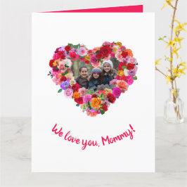 Cartão Foto Personalizada de Crianças Dia das Mães Rosas 