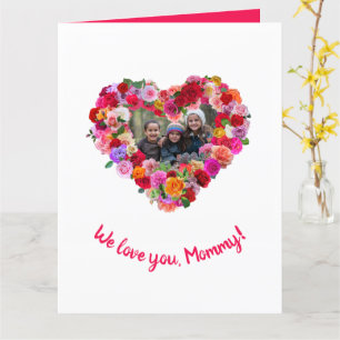 Cartão Foto Personalizada de Crianças Dia das Mães Rosas