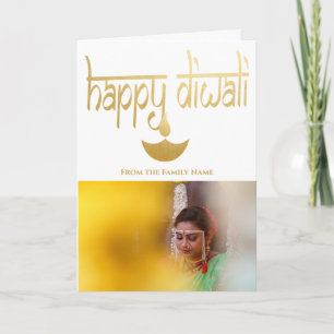 Cartão Foto Personalizada de Diwali Feliz