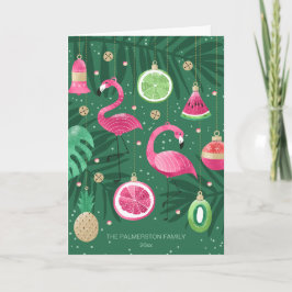 Cartão Foto personalizada de Enfeites de natal tropicais