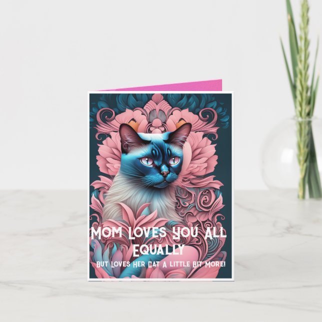 Cartão Foto Personalizada de Gato Engraçado Dia das Mães (Frente)