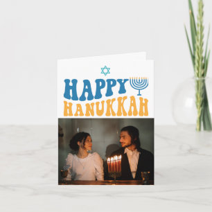 Cartão Foto personalizada de Hanukkah feliz retrô