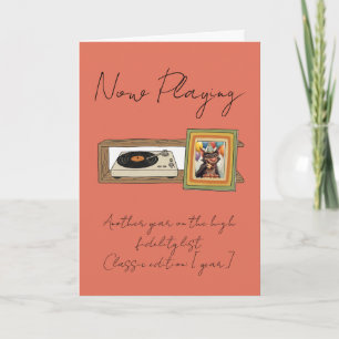 Cartão Foto Personalizada de Tocador de Vinil Retrô