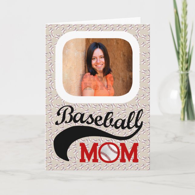 Cartão Foto personalizada do Dia de as mães Baseball Mãe (Frente)