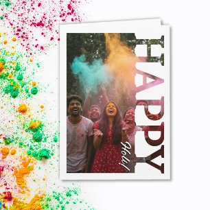Cartão foto personalizada do holi, festival das cores Índ