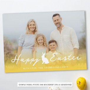 Cartão Foto Personalizada e Gradiente Amarelo com Coelho