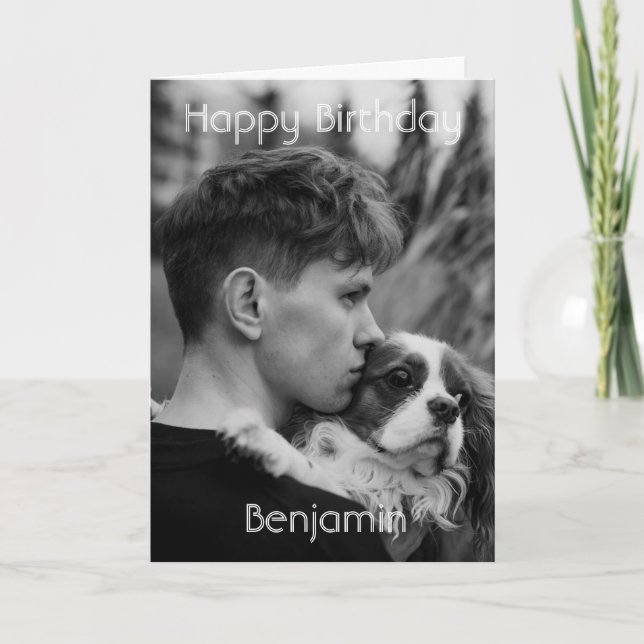 Cartão Foto personalizada e texto Feliz Aniversário (Frente)