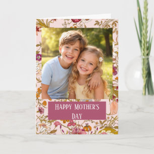 Cartão Foto Personalizada Feliz Dia das Mães floral