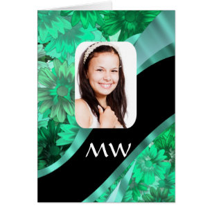 Cartão Foto personalizada floral verde
