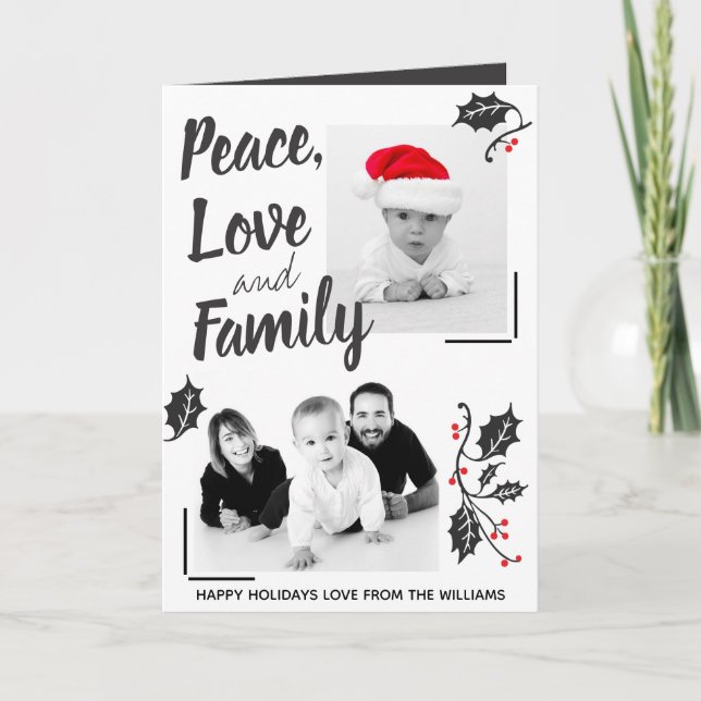 Cartão Foto personalizada moderna de amor pela paz e famí (Frente)