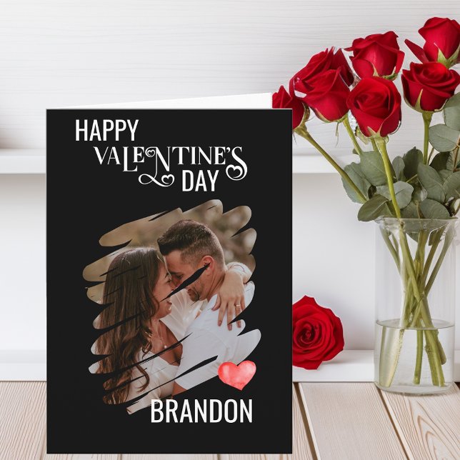 Cartão Foto Personalizada Rascunho Monograma Moderno Amor (Criador carregado)