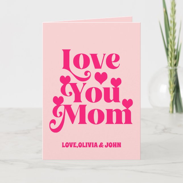 Cartão Foto retrô da década de 70 com tema Amor Você Mãe  (Frente)