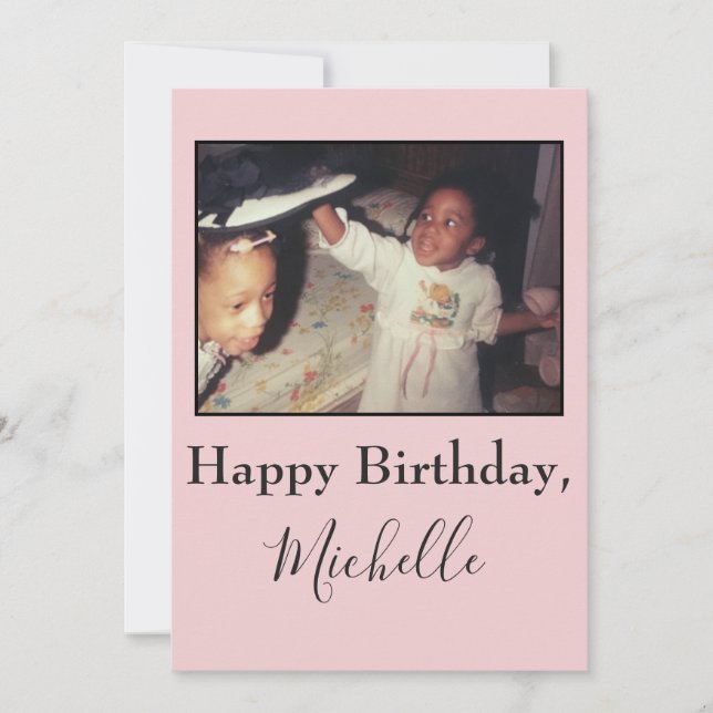 Cartão Foto rosa de irmã de aniversário feliz (Frente)