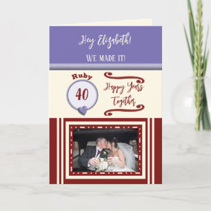 Cartão Foto roxa de 40 anos da esposa ruby