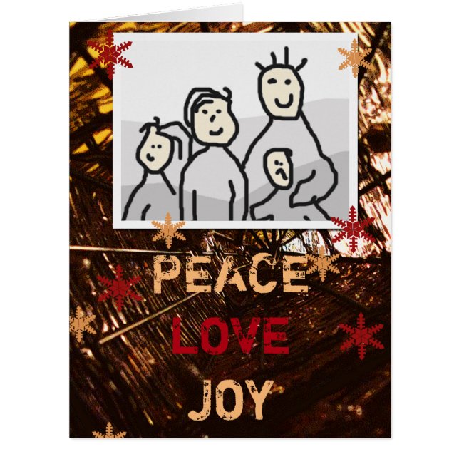 Cartão Foto sazonal Joy Love Peace Christmas (Frente)