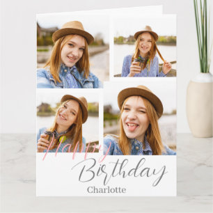 Cartão Foto simples de Na moda de aniversário bonito e el