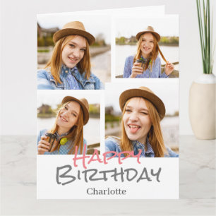 Cartão Foto simples de Na moda de aniversário bonito e el