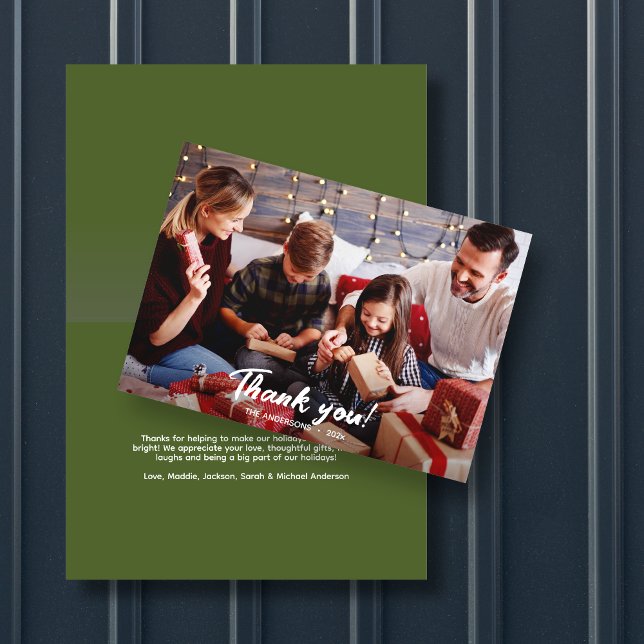 Cartão Foto sobre Férias Verdes Modernas Elegantes Obriga (Criador carregado)