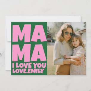 Cartão Foto Verde Rosa Dia das Mães Retrô