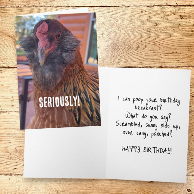 Cartão Fotografia de Fecho da Cabeça de Frango Engraçado (humorous chicken template greeting card cover and inside)