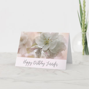 Cartão Fotografia de Flor de Maçã Branca de Aniversário