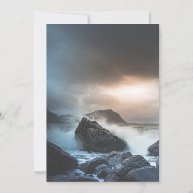 Cartão Fotografia de paisagens marítimas da Noruega (Frente)