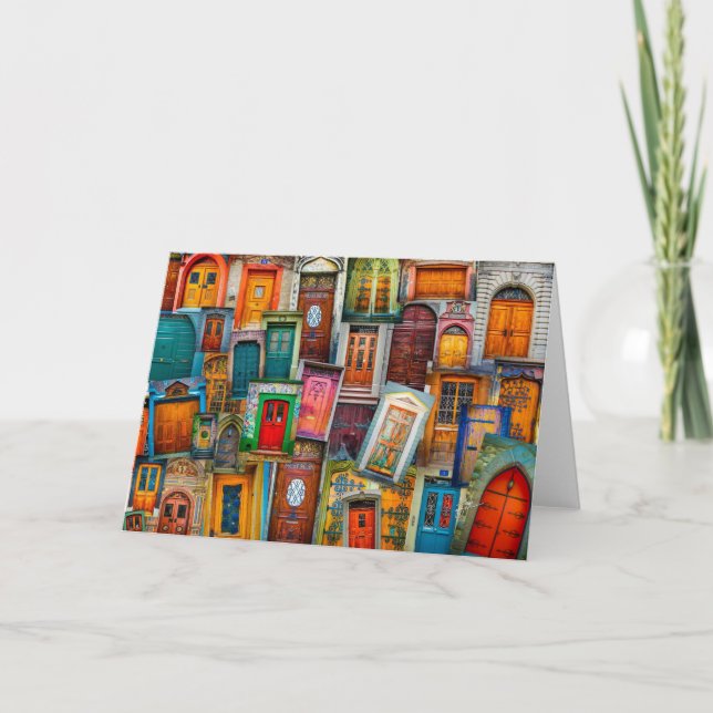 Cartão Fotografia de portas de imagem únicas modernas (Frente)