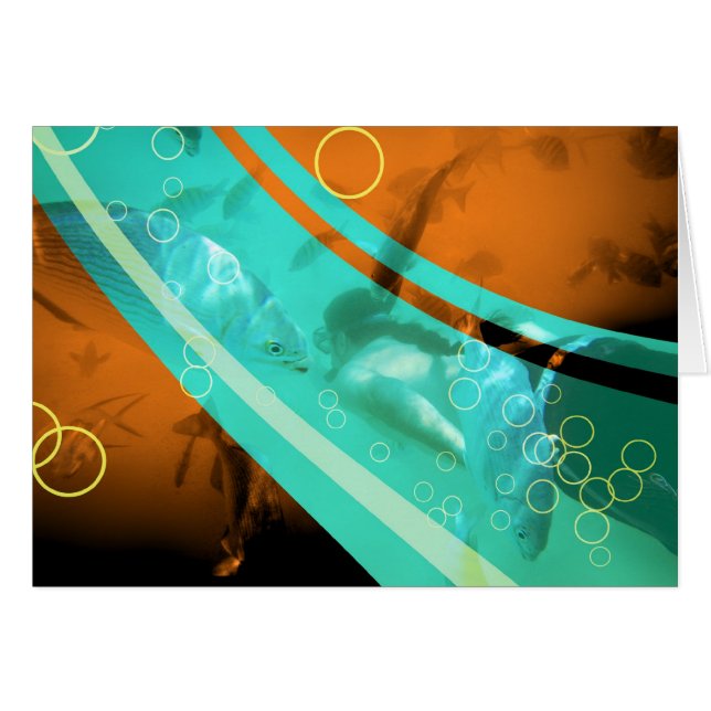 Cartão fotografia de retro snorkeling (Frente horizontal)