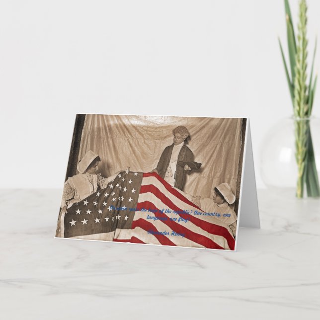 Cartão Fotografia e citação da American Flag Circa de 189 (Frente)