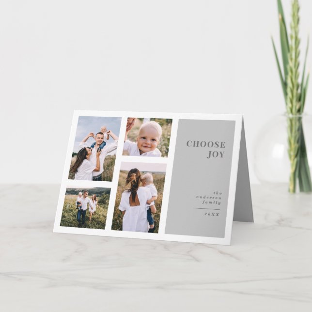 Cartão Fotografia múltipla de natal mínima moderna e gráf (Frente)