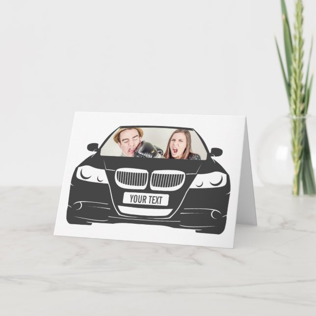 Cartão Fotografia Personalizada Engraçada Quadro do Carro (Frente)