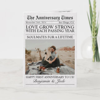 Cartão Fotografia Única Divertida Aniversário de Casament