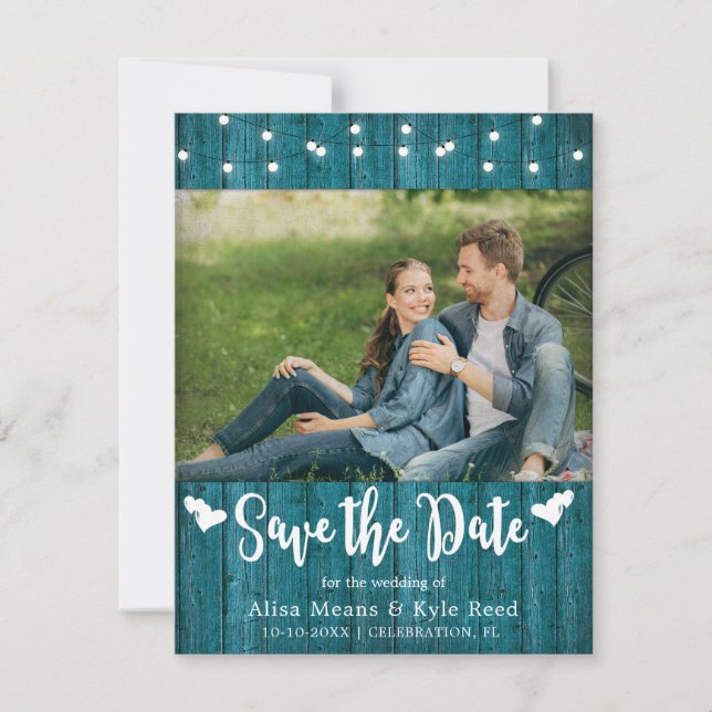 Cartão Fotográfico Luzes de Corda de Madeira de Ce (Frente)