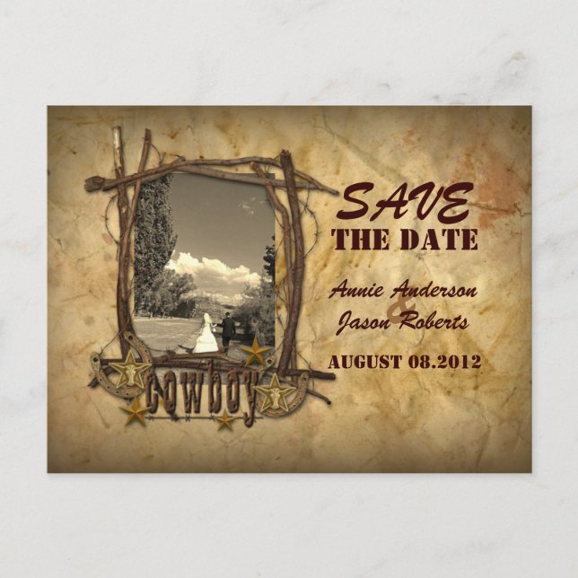 cartão fotográfico vintage country cowboy para sal (Frente)